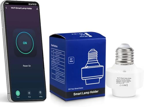 QIACHIP TUYA Smart WiFi LED Lamp Bases Holder E26 E27 Light Bulb Socket Timer Compatible with Google Assistant and Alexa Voice Control Smart Life App Control, Max 500W