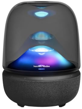 Harman Kardon SoundSticks 5, Altavoz Bluetooth para casa, diseño de 3 vías, conectividad HDMI ARC con un Solo Cable, Auracast, iluminación de Colores Decorativa, Blanco