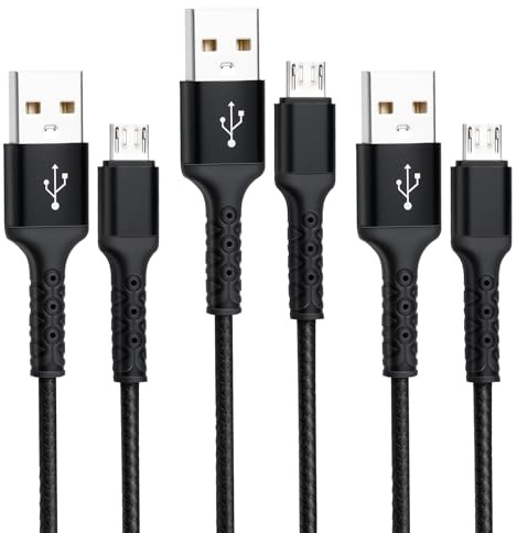 Bpzmm 3 Pack Micro USB Cable 1M, USB to Micro USB Fast Charging Cable, 2.4 A Braided Android Charging Cord Compatible with Galaxy J7 J6 J5 S7 S6 S5 Note 5 A6 A10, PS4 and Xbox Controller