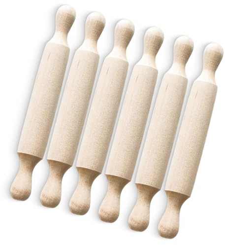 6PCS Mini Rolling Pin, for Kids, Small Dough Rollers with Double-Roller Handles, Child-Friendly Non-Stick Rolling Pin Set for Baking, Playdough, Crafts, Cookies, Easter and Christmas Activities