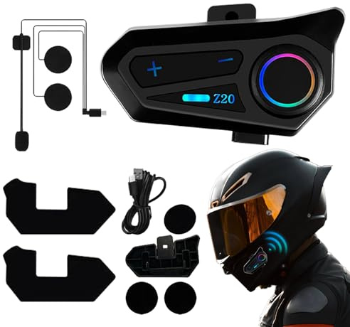 Cuffie interfono per moto, senza fili, bluetooths IPX6 impermeabile, comunicazione a lungo raggio, di ricarica di tipo C per tutti i motocicli, ciclisti, viaggi di sicurezza