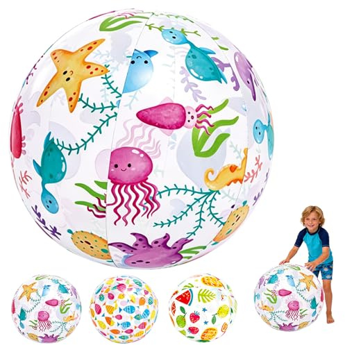 POPOYU 14.1 Inch Inflatable Beach Ball,Giant Inflatable Balls,Swimming Pool Balls,Transparent BeachBalls Large for Swimming Pool Party,Pool Ball for Summer Beach Water Games Pool Party Supplies