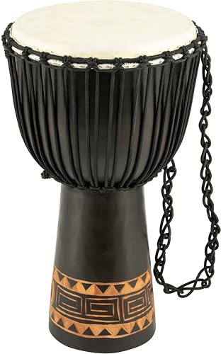 Meinl Percussion Congo Series Djembe, Dunkelbraun (HDJ1-XL) | Handgeschnitzter Korpus, Höhe 25 Zoll, Durchmesser 13 Zoll, mit Nylonseilen, Ziegenfell, Mahagoni