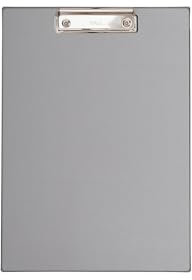 MAUL porte bloc A4 | Porte bloc en carton avec pince moderne et revêtement en film | Format DIN A4 | Avec fixation pour accrocher au mur | Pour le bureau, la cuisine et l'atelier | Argenté