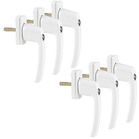 Sicherheit Lot de 6 poignées de fenêtre verrouillables Verrouillables la fenêtre fermée et en position basculée Avec 2 clés par poignée Blanc Notice (français non garanti)