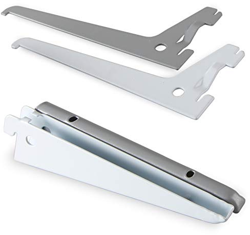 PRIOstahl® Regalträger 10 Stück - 370mm weiss 2-Reihig Regalsystem für Wandschiene Regalhalter