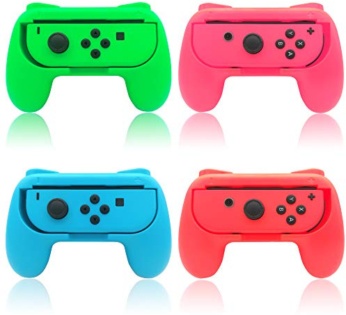 FYOUNG Joycon-Griff für Nintendo Switch/OLED, 4er-Pack (Rot/Blau/Grün/Pink) | (Nicht für Switch 2) FYOUNG 4er-Pack ergonomische Controller-Griffe (Rot/Blau/Grün/Pink) für Handheld-Modus