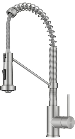 KRAUS Bolden Commercial Style 2-Function Single Handle Pull Down Kitchen Faucet in Spot-Free Stainless Steel, KPF-1610SFS