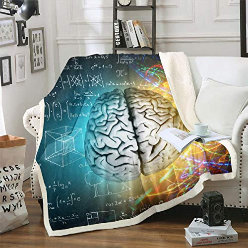 Coperta in pile cerebrale per lo sviluppo di intelligenza matematica Sherpa per bambini ragazzi ragazze coperta biologica di peluche educazione precoce coperta sfocata per divano letto divano bambino