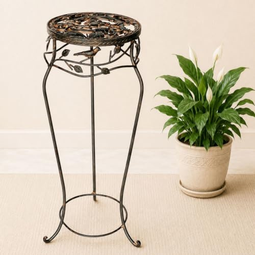 DanDiBo Blumenständer Metall Schwarz /Braun Antik Rund 18215 65 cm Pflanzenständer Blumenhocker Beistelltisch Blumensäule Pflanzenhocker (Höhe 65 cm Durchmesser 23 cm / M)