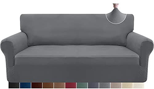 Granbest Strecken Sofabezug 3 Sitzer Superweich Elasthan Sofaüberwurf für Hunde Haustier Couchbezug Möbelschutz mit Elastischen Boden (3 Sitzer, Hellgrau)