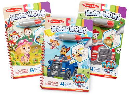 Melissa & Doug Paw Patrol Water Wow Bundle, Mehrfarbig | 3 Malblöcke und nachfüllbare Wasserstifte, Skye, Chase, Marshall, schmutzfreies Reisespielzeug, Kunst und Handwerk