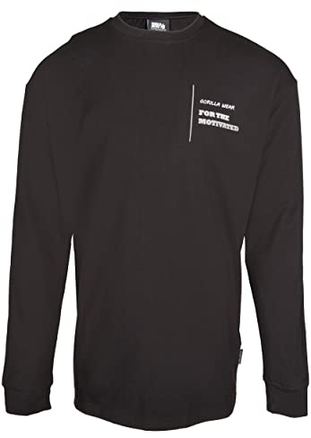 Gorilla Wear Boise Oversized Långärmad – militärgrön – hög kvalitet av robust och stretchigt tyg för bodybuilding och fitness, överdimensionerad passform, logotyp