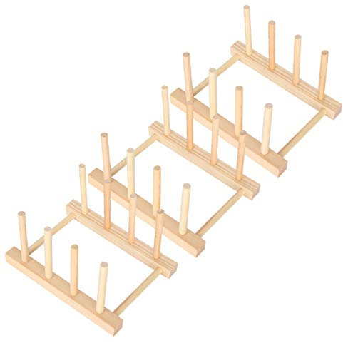 Joyzan 3 Pièce Bois Plat Égouttoir Ustensiles Assiette Support Séchage Couvercle Titulaire Étagère Cuisine Organisateur Rack Plateau Rangement Porte Vaisselle Cuisine Égoutoire Vaisselle Assiette