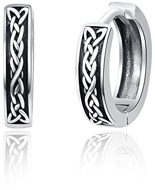 TANGPOET Unisex Klein Creolen Silber 925 Herren Schwarz Ohrringe Damen Klappcreolen Hypoallergene Ohrschmuck für Frauen Männer Mädchen Jungen