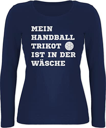 Langarmshirt Damen - EM 2026 Ersatz - Mein Handball Trikot ist in der Wäsche weiß - XS - Marineblau - handballer hanball halbball handball. handball, beachhandball wm 2022 fans fan geschenk