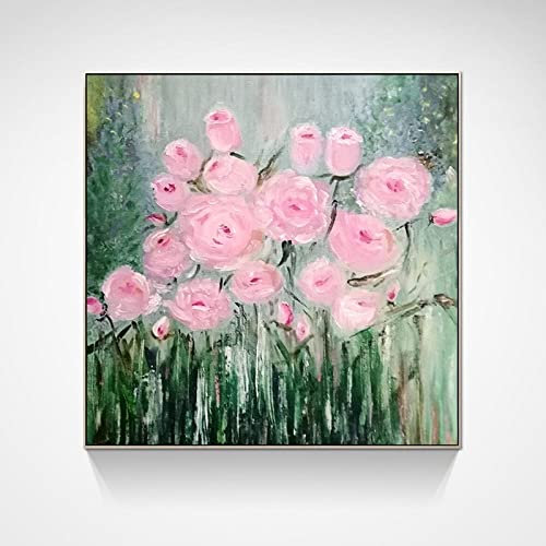 MWMG Acrylbilder Auf Leinwand Handgemalt, Moderne Abstrakte Rosa Textur Rosenblütenblätter Kunstwerk Rahmenlose Gemälde Handgemalte Ölgemälde Auf Leinwand Wandkunst Für Wohnzimmer Schlafzimmer Bür