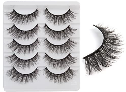 3D Falsche Wimpern, Künstliche Natürlicher Look Verlängerung Fake Wimpern Set Lange Volumen Vegan Wiederverwendbare Handgefertigte Gekreuzte Weich Baumwollband Cateye Fake Lashes Pack Natural