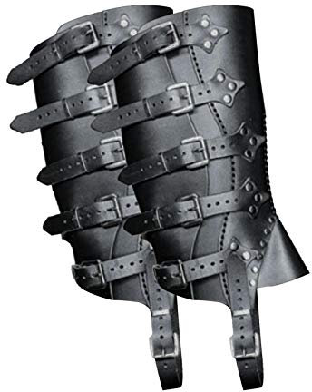 Mittelalter Gamaschen Stiefelstulpen Mittelalterliche Retro Leder Beinschützer Punk PU Leder Leggings Überschuh