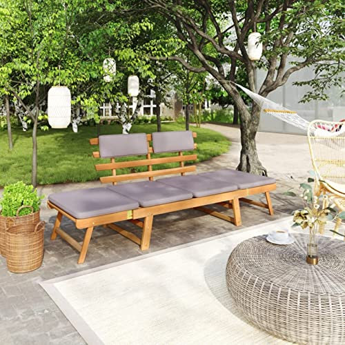 CANLAY 2-in-1 Gartenliege mit Auflage, Gartenliege, Strandliege, Relaxliege Garten, Saunaliege, Campingliege, Poolliege, Liege Garten, 190 cm Massivholz Akazie