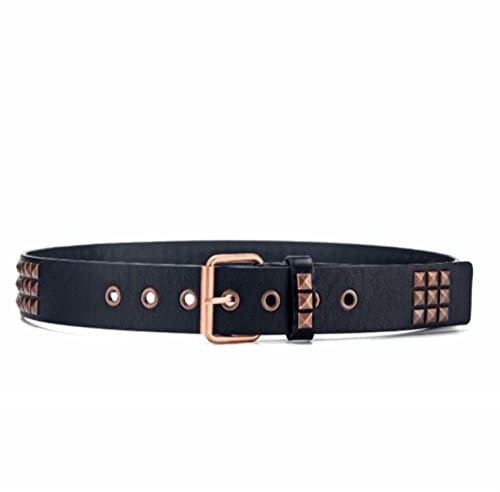 Hip-Hop-Gürtel Nietgürtel for Männer und Frauen Punk Five Gürtel (Color : Gold, Size : 110cm)