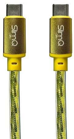 SlimQ Cable de carga USB C a USB C, tipo C a tipo C, carga rápida C a C para 60 W (20 V/3 a) para portátiles y 3 a para teléfonos móviles (5 pies, dorado)
