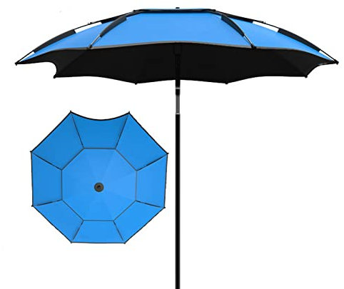 Outdoor-Angelschirm, wasserdichter Sonnenschutz, Mehrzweck-Garten-Sonnenschirm, 99% Beschattung, 360°-Neigung (blau, 240 cm/7,9 Fuß)