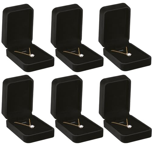 LETURE 6 Pieces Velvet Jewelry Gift Boxes for Necklace Pendant Bracelet Ring Earring, Jewelry Storage Display Case for Christmas Wedding Engagement Birthday Anniversary (Pendant Box STYLE-6PCS)