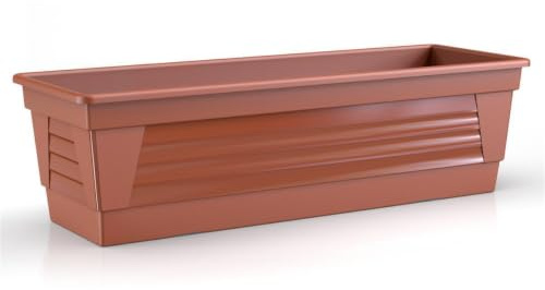 Plastard Blumenkasten 80 cm Terrakotta, Pflanzkasten, Balkonkasten | Witterungs-, UV- & frostbeständig, Deko Pflanztopf ideal für Garten & Balkon, Robuster & vielseitiger Pflanzkübel 19 Liter