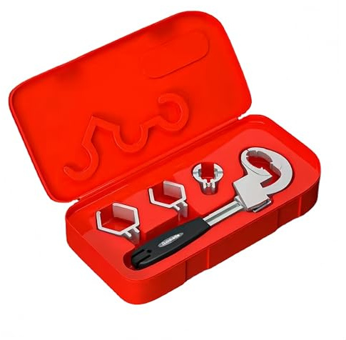 YWHWXB 4-in-1 Multifunctional Faucet Spanner with case, Adjustable Bathroom Pipe Wrench, Double Ended Wrench for Disassembly & Assembly Valves, Connecting Pipes, Faucets, Shower Heads