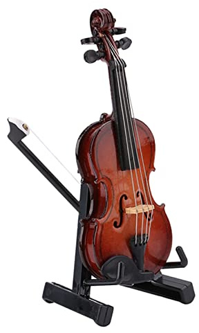 Miniatur-Geigenmodell mit Ständer, Puppenhaus-Zubehör, Mini-Musikinstrument, Dekor, Geschenk, Puppenhaus-Modell, Heimdekoration, Miniatur-Geigenmodell mit Ständer, Koffer,
