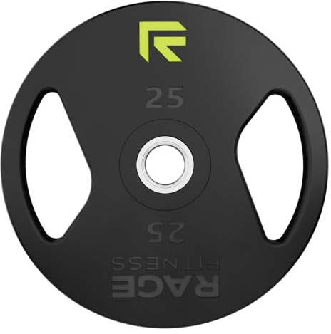 Rage Fitness Hantelscheiben aus Gusseisen, gummiert, 5,1 cm Stahleinlage (2,3 kg, 4,5 kg, 11,3 kg, 20,4 kg - einzeln verkauft), Gummi-Hantelscheiben für Krafttraining, Bankdrücken, Kniebeugen