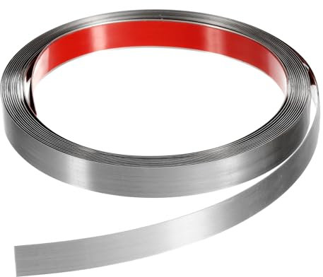 QUARKZMAN 16,4 Piedi x 0,59 Cornice Modanatura Modanatura Stacca Incolla Finitura Autoadesiva Acciaio Inossidabile Spazzolato Striscia Metallico per Parete Soffitto Pavimento Argento