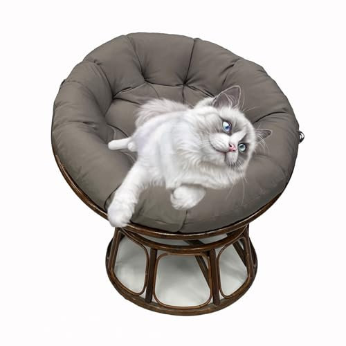 Rundes Eierstuhlkissen, ergonomisch, Weidengeflecht, Papasansessel, weiches Kissen mit maschinenwaschbaren Wippstuhl-Pads und Bezug mit Reißverschluss, perfekt für Wohnzimmer, Schlafzimmer,