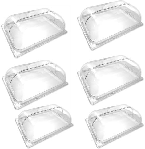 1/2 Clear Chafing Dish Cover Plastic Roll Top Bakery Pan Food Display Cover Dessert Cover Dustproof Lid for Cake Cupcake Exhibition, 6