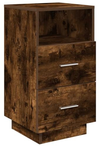 vidaXL Table de Chevet avec 2 tiroirs chêne fumé 36x36x68 cm, Table d'appoint, Armoire de lit, Table d'appoint pour la Chambre, Table de Nuit