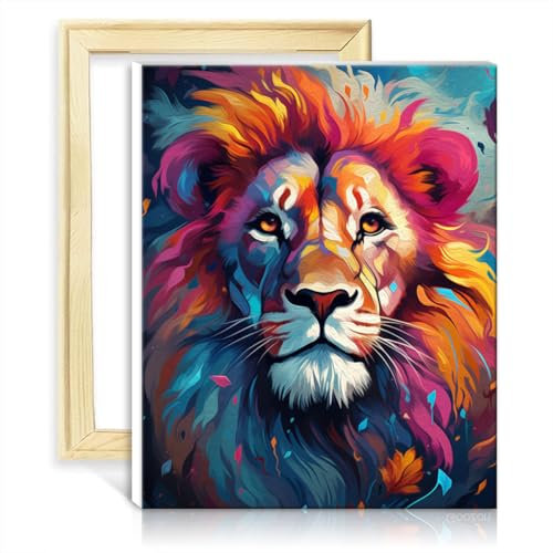 LiHEQING Malen-nach-Zahlen-Set, Ölgemälde „Löwe“, Malen-nach-Zahlen-Set für Erwachsene und Kinder, Kunstbild für die Heimdekoration, ohne Rahmen (60 x 75 cm)