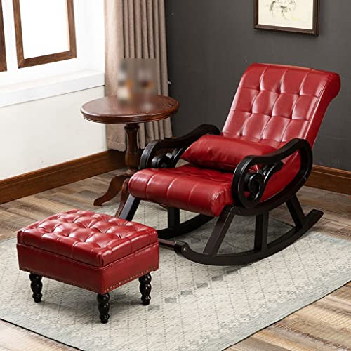 Moderner roter Ledersessel mit ergonomischem Design für Schlafzimmer und Wohnzimmer, Einzelsessel, gepolstert und liegend (125 x 67 x 89 cm)