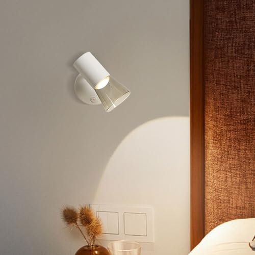 AoLa 2 Stück Innen Wandleuchte mit Schalter Wandlampe Modern Drehbar 350° und 90° Aufklappbar Anthrazit GU10 Nachttischlampe aus Aluminium und Acryl für Schlafzimmer Wohnzimmer Küche Korridor