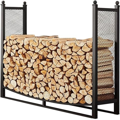 Genérico Estante for leña de Alta Resistencia, Organizador de Almacenamiento de Madera de Metal for Cubierta de Porche Trasero, Soporte for Troncos for Chimenea Interior y Exterior Fuego Salvachispas
