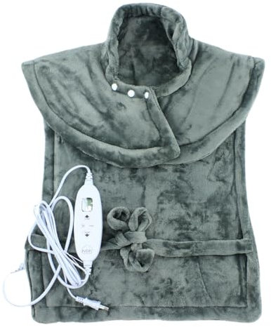 Elektrisches Heizkissen für Rücken Schulter Nacken,10 Temperaturstufen 30-120min Timer, 60x85 cm mit Abschaltautomatik, Elektisches Wärmekissen Nackenwärmer Auto-Off, Mit Taillenriemen, 30° Waschbar