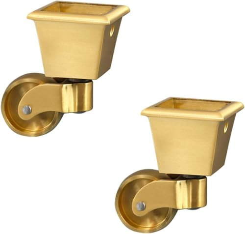 ZHENCHAO Ruedas giratorias de latón Macizo de 32 mm con Forma Cuadrada, Ruedas universales para Muebles, Ruedas giratorias de 360°, Estilo Antiguo Vintage, Capacidad de Carga de 150 kg, ade