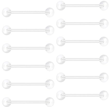 Besyvvin 12 Transparent Langue Piercing Mamelon 16mm Acrylique Plastique Piercing Tétons Mamelon Flexible Plastique