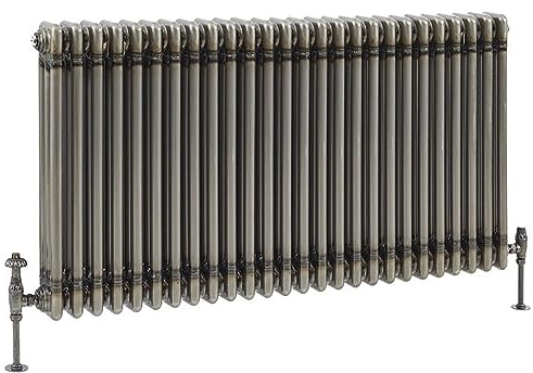 Hudson Reed Regent - Radiador en Estilo Hierro Fundido 600mm x 1190mm en Blanco y Latón Cepillado Oscuro