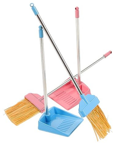 ibasenice 2Sets Miniature Broom and Dustpan Realistic House Decoration Props for Dollhouse Playhouse Accessories for Halloween and Cosplay Events