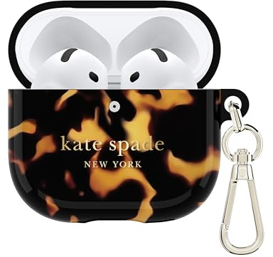 kate spade new york AirPods 4 Protective Case with Keychain Ring - Transparent Tortoise, Compatible with AirPods 4th Generation
