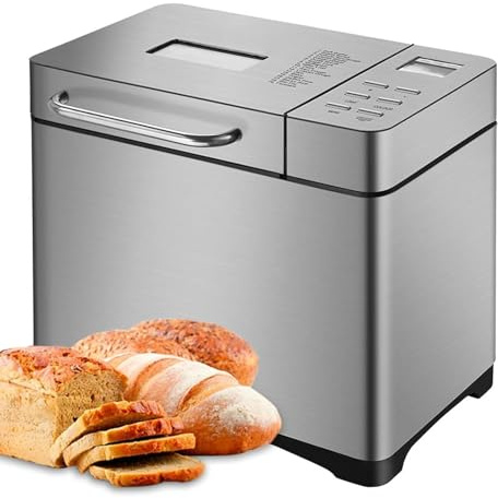 Automatic Bread Maker Machine with Nut Dispenser and Delay Timer, for Homemade Bread, Yogurt, Dough, and Jam Making