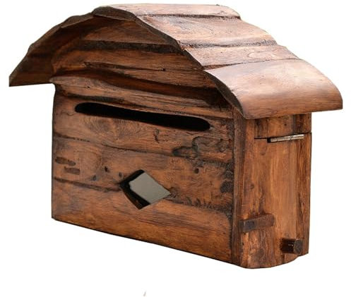 WAMJ AQDY Boite aux Lettres Vintage, Boîtes aux Lettres Murales, Fabriquée à la Main avec de l'huile de Cire pour Bois, avec des Trous de Visualisation, Idéale pour Décorer Une Porte