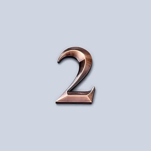 Self Adhesive House Numbers Stickers 3 Inch Modern ABS Door Number 7cm Gold/Silver/Bronze Address Mailbox Sign, for Wall Decor Hotel Apartment Cafe Plaque Home Room Yard Office Garden(Bronze 2)