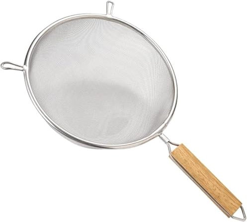 HDICUHNANU Espumadera, 1pc Acero Inoxidable de Malla Fina colador de colador de Cocina tamiz de Alambre de Alambre con Accesorios de Cocina de Mango de Madera Cuchara Coladora(18CMX34CM)